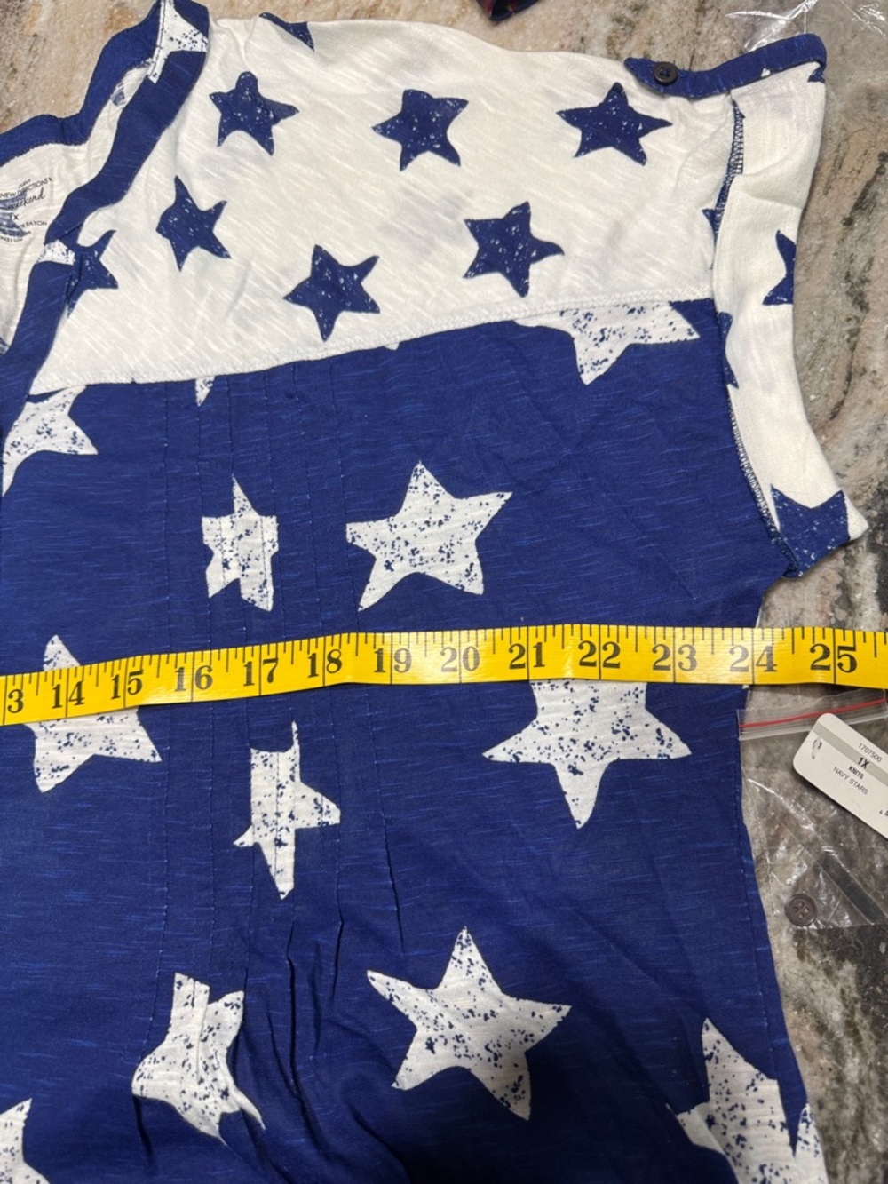 NWT New Directions Weekend Patriotic Henley Top Navy White Plus Size 1X NWT - Picture 6 of 6